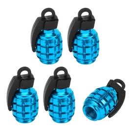 VekAuto 5 Pcs Tire Valve Stem Caps, 35x16MM Car Wheel Valve Cap Universal for Car Bike Motorcycle Anti Crash Aluminum Alloy Sky Blue Tyre Valve Stem Cover Valve Dust Cap Tire Valve Cap