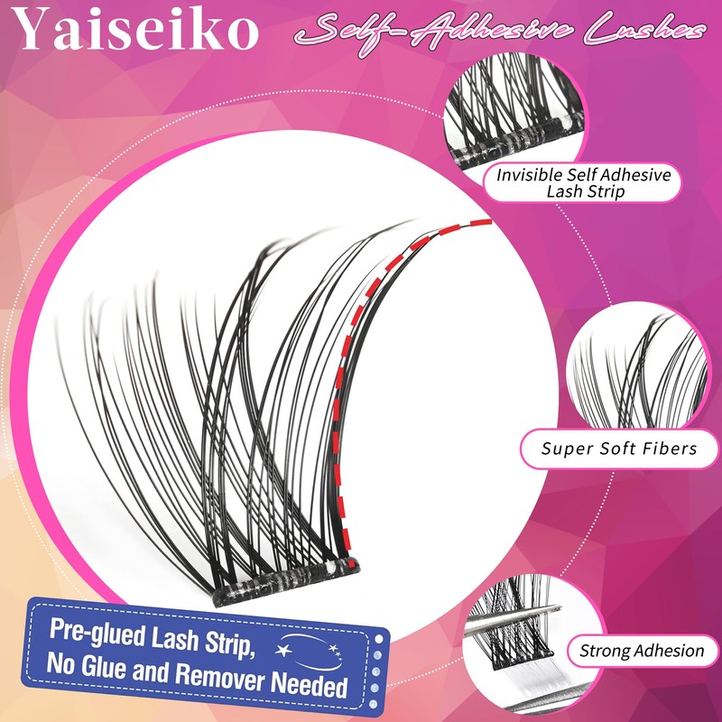 Yaiseiko Self Adhesive Eyelashes Clusters Kit Lash Clusters DIY Eyelashes