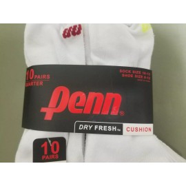penn New Penn Mens 10 Pair Athletic Cushion Quarter Socks.