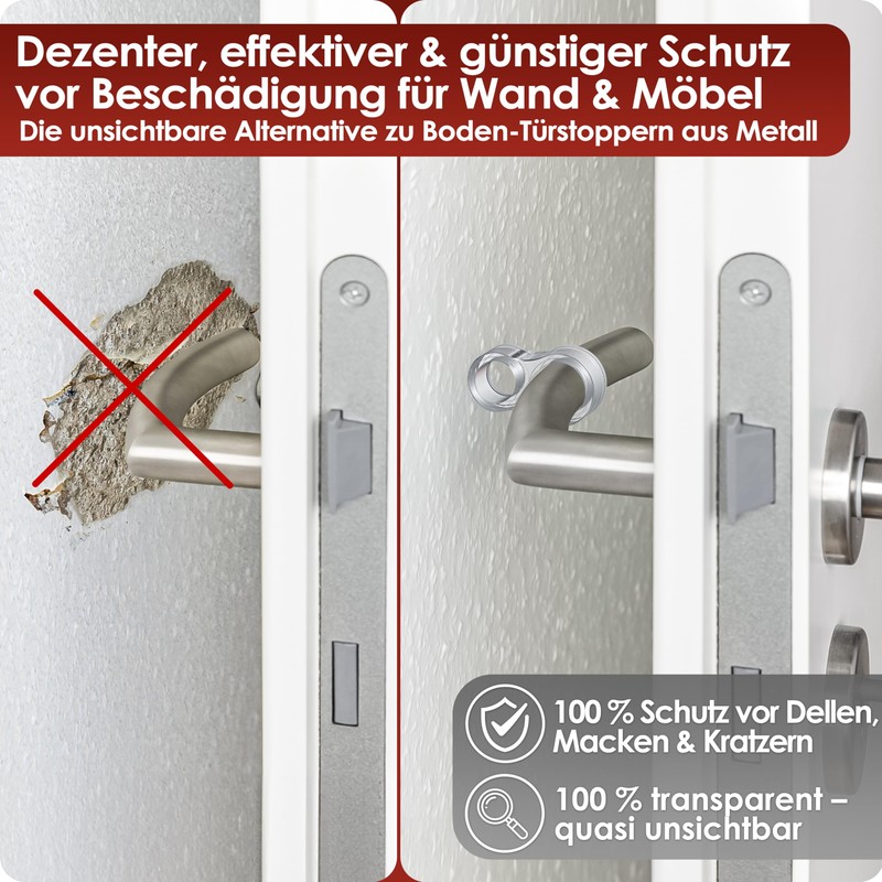 WEIDEBACH® Robust Door Stopper for Any Door Handle, 2 x