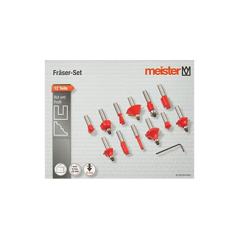 Meister Milling Cutter Set 12 Pieces - For Woodworking -