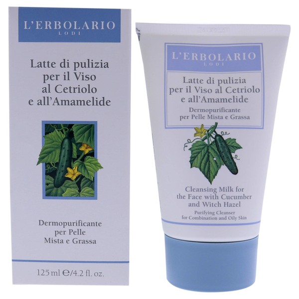 Cucumber and Witch Hazel Cleansing Milk by LErbolario for Women - 4.2 oz Cleanser