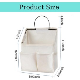 Wall Hanging Storage Bag,Wall Hanging Organizer Bags with Pockets, Wall Organizer Storage for Dormitory Bathroom Bedroom Kitchen (White 1)…