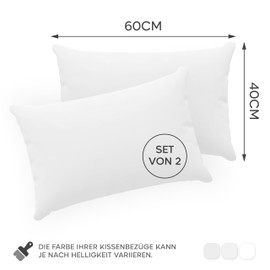 Twinzen® Cushion Covers, 100% Jersey Cotton, 150 GSM, Cushion Cover with Zip, OEKO-TEX Certified, 40 x 60 cm, Set of 2, White