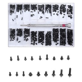 woshilaoDS 500 Pcs Small Replacement Screws, M1.2/M1.4/M2.0 Black Tiny Micro Laptop Computer Electronic Assortment Kit, Glasses Watches Hard Drive SSD Repair Screws, with Screwdriver