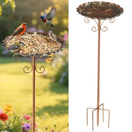 Bird Feeders Station Tray, Pole Stand Station Outdoor Accessory, 30 Inch Metal Feeder Bird Bath for Attracting Wild Birds Hummingbirds
