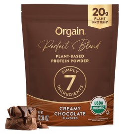 Orgain Organic Vegan Perfect Blend Protein Powder, 20g Clean Plant Protein, 7 Ingredients, <1g Sugar, Gluten Free, Non-GMO; No Artificial Flavors, Stevia Extract, Dairy or Soy Ingredients- Chocolate
