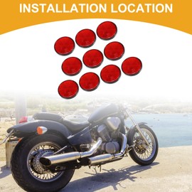 Partuto 10 Pcs Universal Universal Reflector - Plastic Red