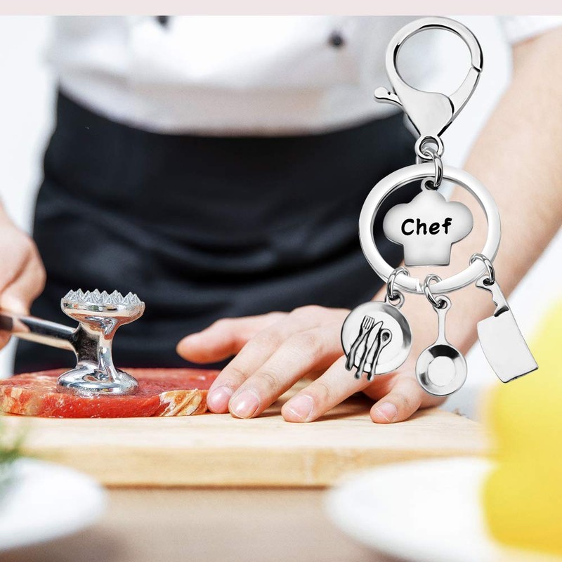 KUIYAI Chef Keychain Cooking Charms Key ring Culinary Graduation Gift