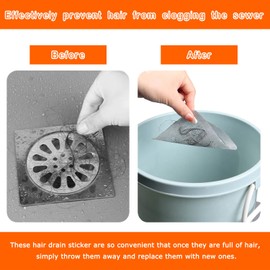 50 Pcs Disposable Shower Drain Hair Stickers, 4"×4" Disposable Sewer Filter Screen, Disposable Shower Drain Hair Catcher with Human and pet Hair for Bathroom, Laundry, Bathtub, Kitchen, Sink