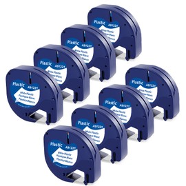 8 x Compatible with Dymo Letratag XR Label Tape, 12 mm x 4 m, Letra Tag Plastic White Tapes, Plastic Label Tape, Compatible with Dymo Letra Tag LT-100H LT-100T XR XM 200B, Black on White Tape