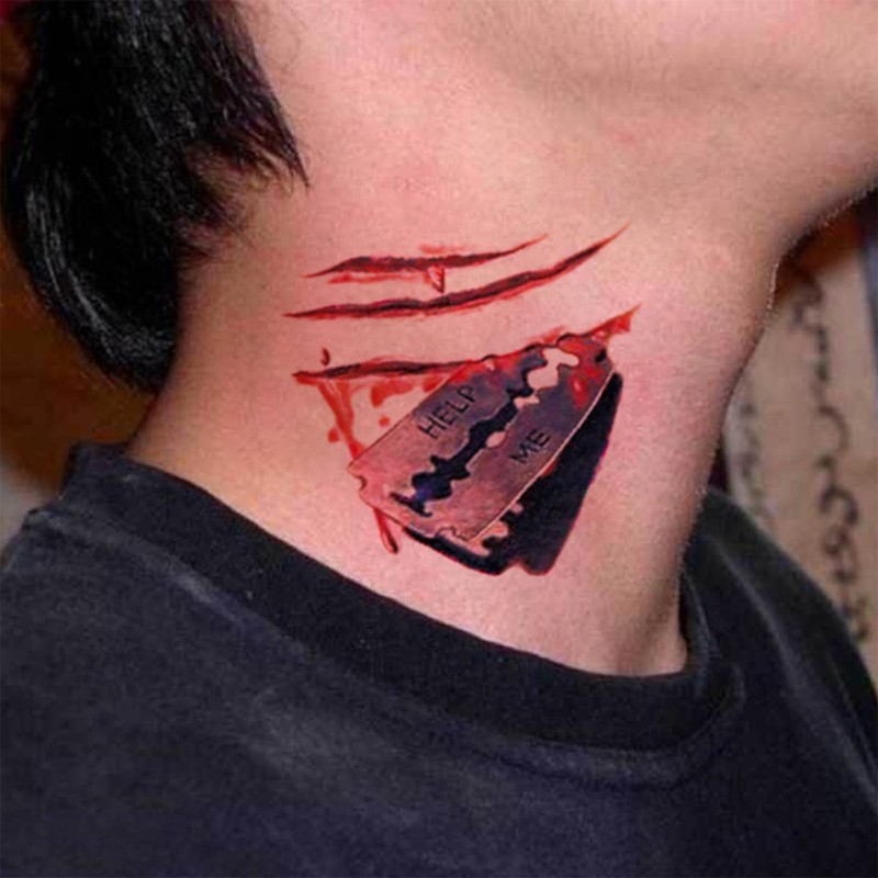 30 Sheets Halloween Tattoo Scars, Temporary Halloween Tattoos, Waterproof Zombie