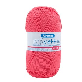 Patons Knitting Yarn, Cotton, Bright Pink, One Size
