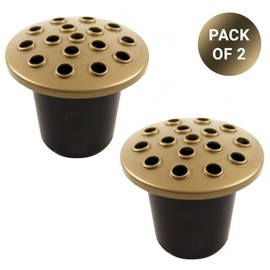 Grave Flower Holders with Golden lid pack of 2, Memorial Vases for Graves Strong Plastic Grave Flower Pots Insert in Grave-side, Grave Vase for Grave Decorations