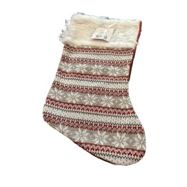Unbranded NEW RED & WHITE CHRISTMAS Stocking FAUX FUR TRIM SNOWFLAKE KNIT Sweater~16 INCH