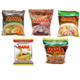Mama Oriental Style instant noodles Mix Flavor Bundle Package Total 30 Packs (5 Flavor Mix shrimp Tom Yum Flavor, shrimp creamy Tom Yum, Artificial PA-lo Duck, Artificial Chicken, Artificial Pork) 5 flavors 6bag each