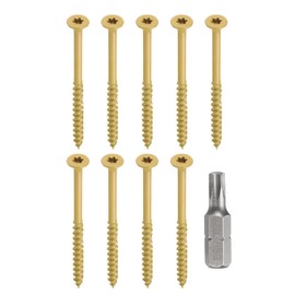 sourcing map 50pcs Deck Screws #10 x 3-1/2" Torx Exterior Wood Screws Rust Resistant Epoxy Coating Outdoor Decking Screw with T25 Star Drive Bit, Screws for Decks Fences Machinery Ship