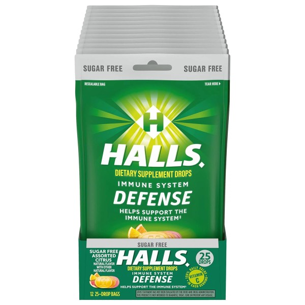 Unbranded HALLS Defense Assorted Citrus Sugar Free C Drops, Dietary