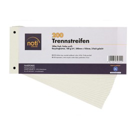 200 Dividers in White, 24 x 10.5 cm, Punched, 180 g/m² Recycled Cardboard, for Sorting Documents, Printable