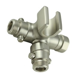 High Sierra Showerheads® - Solid Metal Fixed and Handheld Combo Diverter Valve (4 Way) with Built-in Handheld Holder - Brushed Nickel