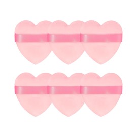 Glavatrix 6Pcs Powder Puff for Face Powder, Pink Heart Shape Soft Puffs for Applying Face Powders, Normal Size Velour Makeup Puff Beauty Tool for Women
