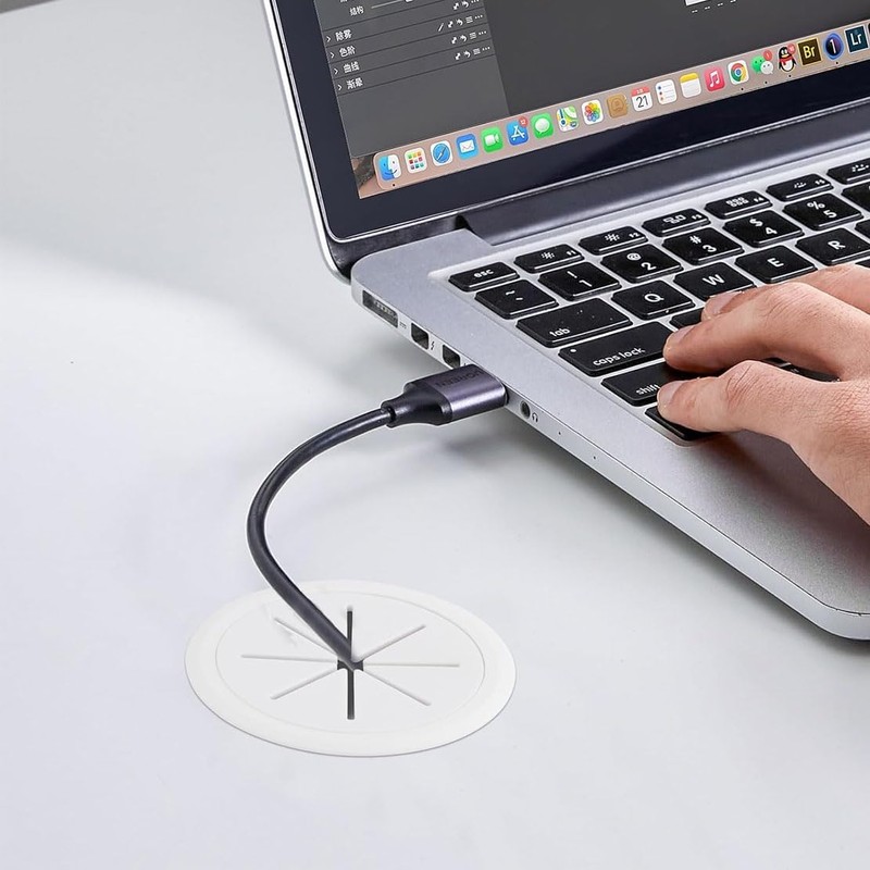 2Pcs Desk Cord Hole Cover, Cable Pass Through Wall Plate,