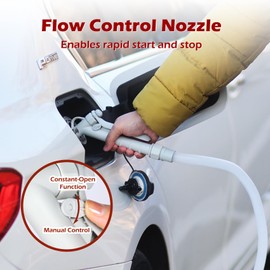 Baudelio Fuel Transfer Pump with Nozzle, AA Battery Powered/DC Power Modes,51" Hose Transfer Pump with Tank Adapter for Most Gas Cans,Portable Liquid Transfer Pump for Gasoline, Diesel,Fuel, Oil, etc