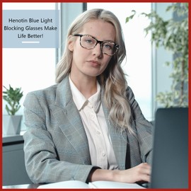 Henotin 4 Pack Ladies Reading Glasses Blue Light Blocking Spring Hinge Readers Anti Eyestrain Computer Eyeglasses (Multicolor-4, 0.5)