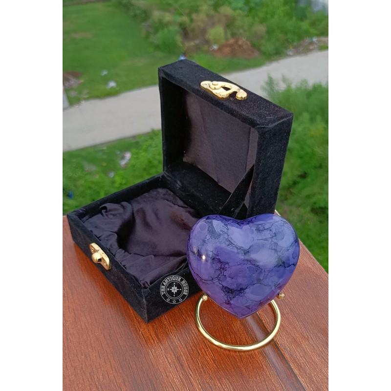 Purple Cremation Urn for Ashes Keepsake Heart Urn with Black
