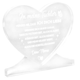 Tranbath Heart-shaped acrylic plaque with saying for mum, a unique gift from daughter to mother, ideal for birthday gifts, love message from the heart, small gifts for women