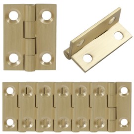 Murtenze 8 Pcs 1 Inch Mini Solid Brass Hinges，Brass Cabinet Hinges Small Box Hinges Butt Hinges for Cabinet, Drawer, Wood Box
