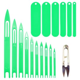 SUPERFINDINGS Green Fishing Netting Needle Repair Kits Including 1PC Sharp Steel Scissors 10 Sizes Plastic Fishing Net Shuttle and 6 Sizes Plastic Mending Nets Tool for Cast Net Mending