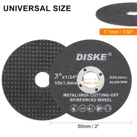 sourcing map 25pcs Cut Off Wheels 2" x 1/32" x 3/8" Ultra Thin Cut-Off Wheels rotary tool Cutting Discs General Metal Cutting Disc for Stainless Steel Cast Iron Copper, Black