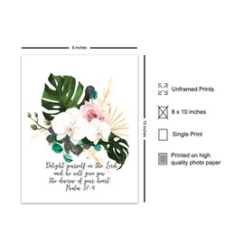 Psalms Orchid Wall Decor - Tropical Religious Wall Decor - Palm Leaves Bible Verse Wall Art - Religious Gifts for Women - Catholic Christian Gifts - Scripture Wall Decor - God Wall Decor