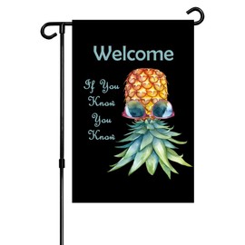 Upside Down Pineapple Double-Sided Garden Flag 12x18 Fall Yard Decor, Outdoor Garden Welcome Flag for Lawn, Patio Sign