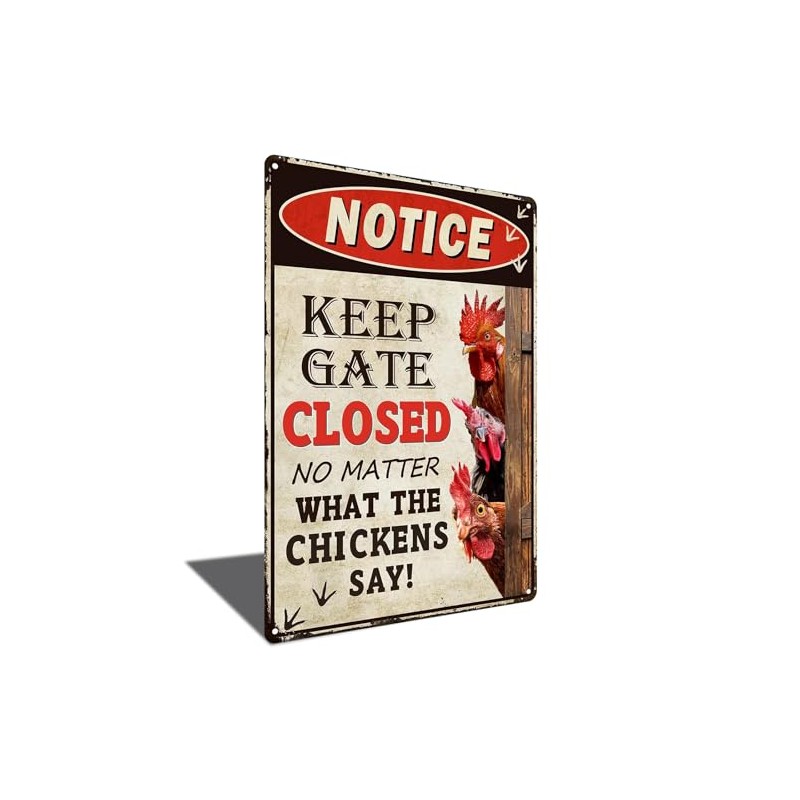 Funny Keep Gate Closed Sign Chicken Coop Warning Sign Outdoor