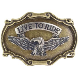 Eagle Live to Ride Belt Buckle, 4.0 cm, Buckle Interchangeable Buckle, Belt Buckle, 40 mm Solid, Press Stud Belt up to 4 cm, Two-tone G/S