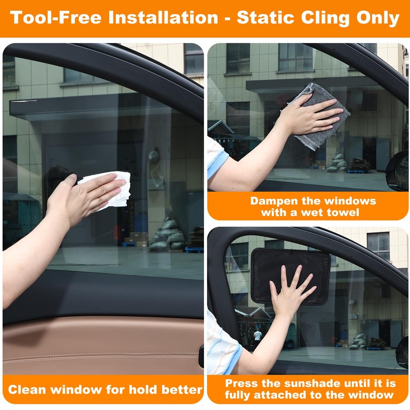 KOCZIL Square Static Cling Car Window Shades for Windshield &