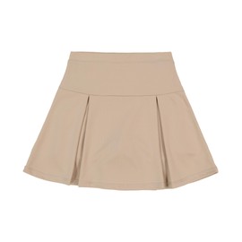 IZOD Girls' School Uniform Sensory-Friendly Pleated Scooter Skirt with Undershorts, Soft Fabric, Tagless with Flat Seams, Khaki, 12