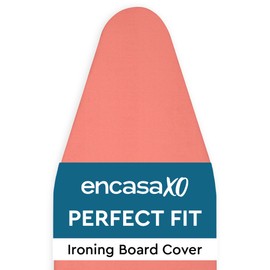 Ironing Board Covers and Pad by Encasa XO - 125x46 cm - Elastic Tightening with Thick 4 mm Felt Padding, Easy Fit, Scorch Resistant, Plain Colors - Coral