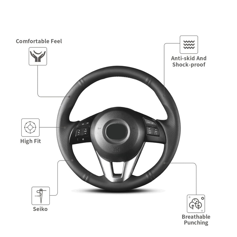 Yeolpise - Funda para volante de piel de microfibra cosida