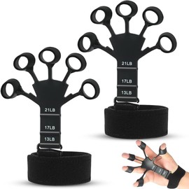 Finger Power, Set of 2, Finger Trainer, Finger Training, Grip Strength, 3 Adjustable Resistance, 13LB/17LB/21LB, For Elderly, Finger Stretcher, Piano, Finger, Training, Nursing, Strengthening