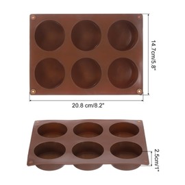 uxcell 2pcs Silicone Muffins Pan, 6 Cup Silicone Cupcake Pan Nonstick Baking Tray for Muffins, Cupcakes, Dishwasher Safe, Brown