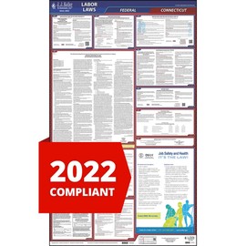 2022 Connecticut and Federal Labor Law Poster (English, CT State) - OSHA Compliant All-in-One Laminated Poster