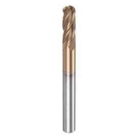 sourcing map Ball Nose End Mill 4 Flute 1/4" Diameter 1/4" Shank Tungsten Carbide TiAlN Coated Spiral CNC Router Bits 3/4" Cutting Length Single End Ball Cutting Tool for Carving Engraving