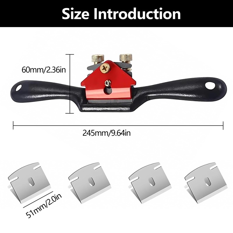 Spokeshave Tool, 10 Inch Adjustable Wood Plane Woodwork Hand Planer