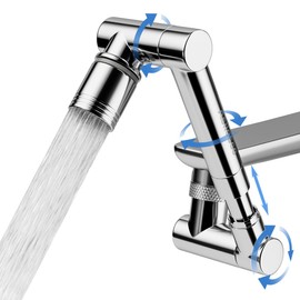 1440° swivel faucet extender, sink faucet aerator extender, swivel extendable filter, with 2 modes splash guard multi-functional universal mechanical arm suitable for kitchen/bathroom/toddlers