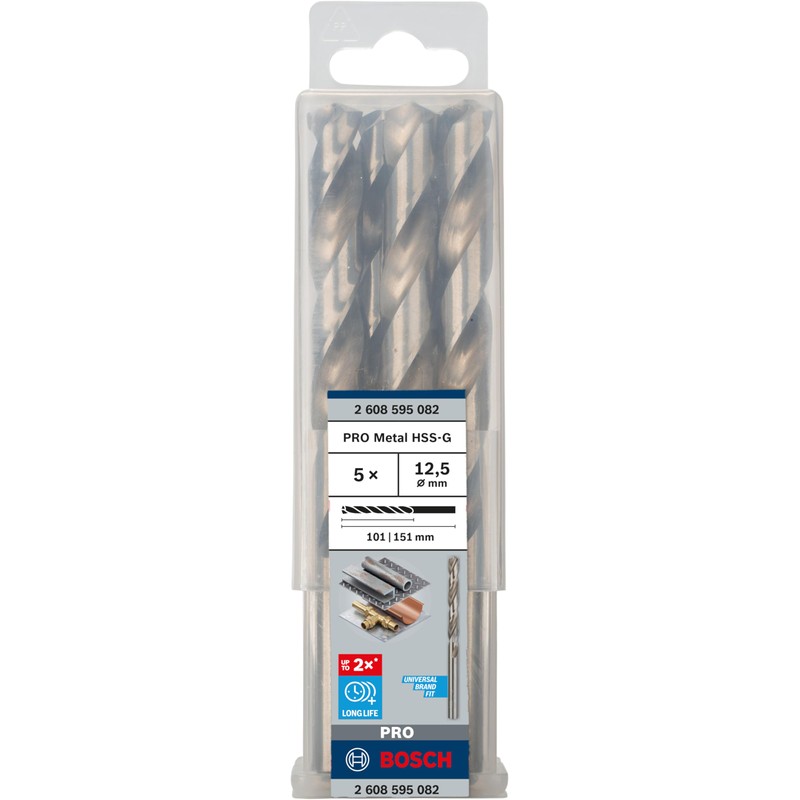 Bosch 2608595082 Metal Drill bits HSS-G, DIN 338, Silver, 12.5