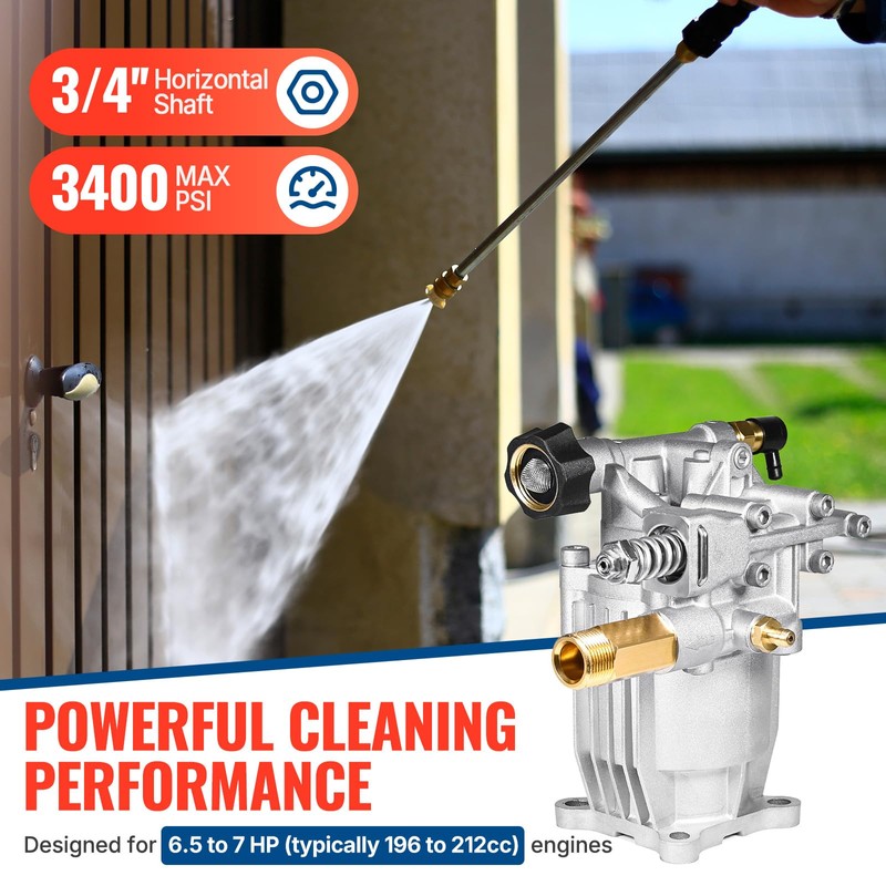 YAMATIC 3/4" Shaft Horizontal Pressure Washer Pump 3400 PSI @