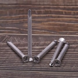 #10 x 3 Flat Phillips Drive Head Self Drilling Screws for Metal, 410 Stainless Steel Sheet Metal Tek Screws, Countersunk Head, Quick Self Tappers for Indoor Outdoor, 25 pcs